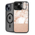 White Rose Gold Marble iPhone 15 Plus Kickstand Case